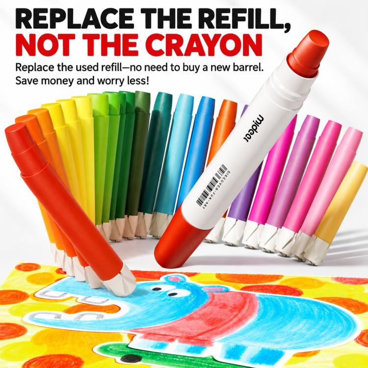 mideer Silky Smooth Replaceable Crayons Children Washable Color Crayons Oil Pastels — view 8