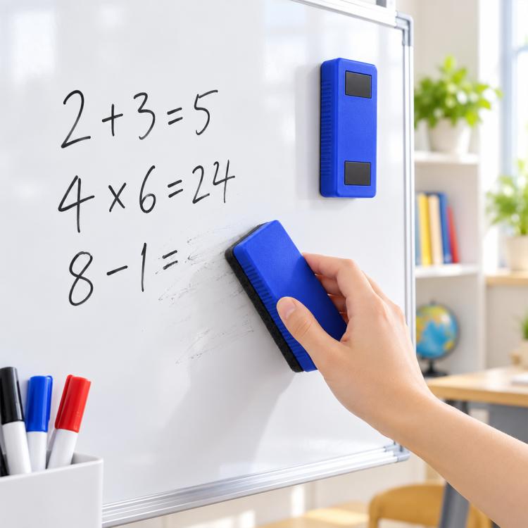 Magnetic Design Plastic Shell Felt Board Eraser, Size: 10.3 x 5.1 x 1.8cm — Black