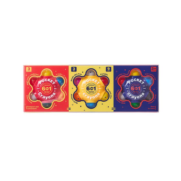 FLOWER MONACO 6 in 1 Children Pocket Crayons Oil Pastels Erasable Crayons — view 2