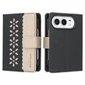 Splicing Color Hollow Flower Pattern RFID Leather Phone Case
