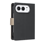 Splicing Color Hollow Flower Pattern RFID Leather Phone Case — Black
