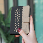 Splicing Color Hollow Flower Pattern RFID Leather Phone Case — view 9