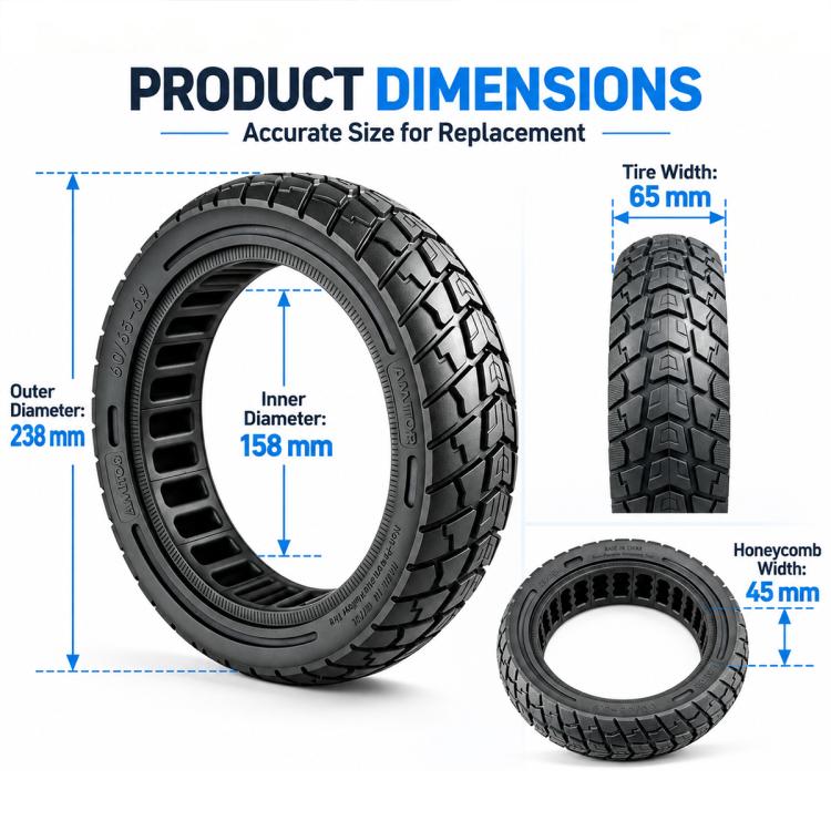 AIMITE Electric Scooter 45mm Slot Honeycomb Solid Tire, Size: 60 / 65-6.9 inch