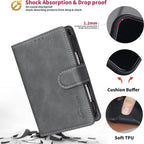Solid Color Calfskin Texture RFID Vegan Leather Phone Case — Red