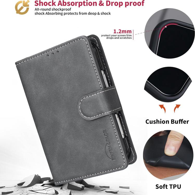 Solid Color Calfskin Texture RFID Vegan Leather Phone Case — Red