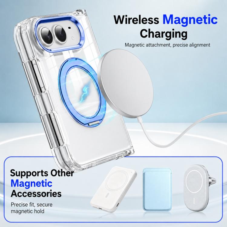 XDcase Transparent Acrylic Magnetic Rotating Holder Phone Case — Blue