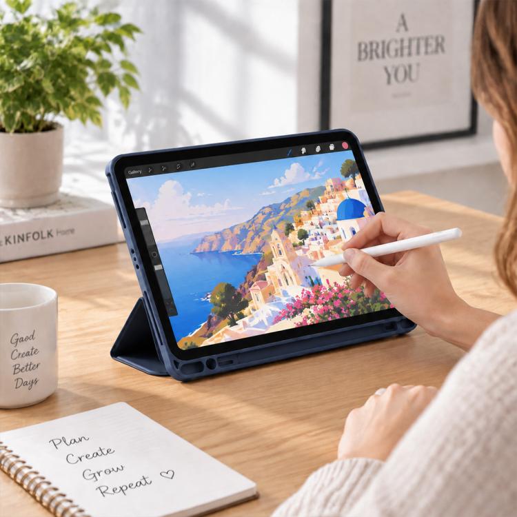 XDcase Tri-Fold Stand Soft Touch Smart Wake / Sleep Tablet Cover with Pencil Slot