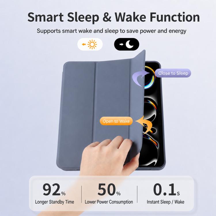 XDcase Tri-Fold Stand Soft Touch Smart Wake / Sleep Tablet Cover with Pencil Slot