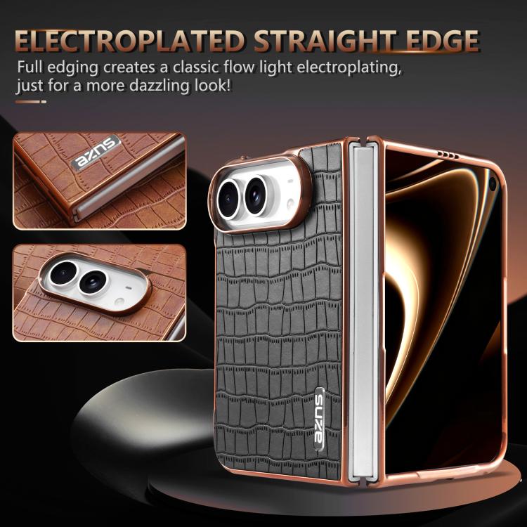 AZNS Electroplated Frame Crocodile Texture Full Coverage Phone Case