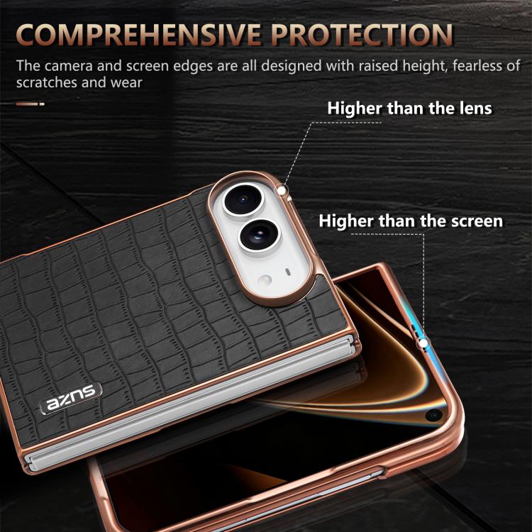 AZNS Electroplated Frame Crocodile Texture Full Coverage Phone Case