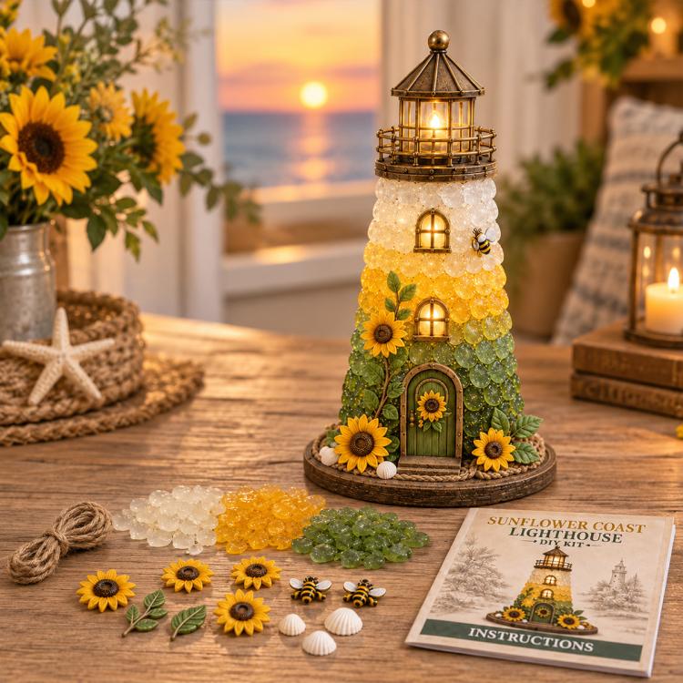 DIY Lighted Sea Glass Lighthouse Kit — Rose Latte
