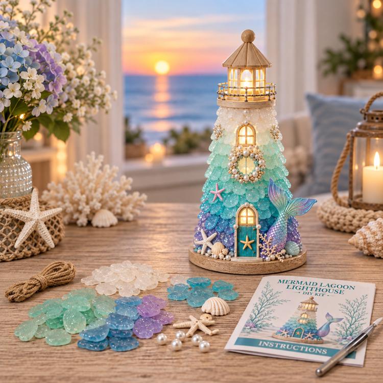 DIY Lighted Sea Glass Lighthouse Kit — Coastal Christmas