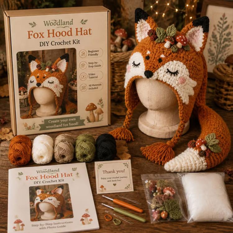 Hood Hat DIY Crochet Kit — Grey Wolf