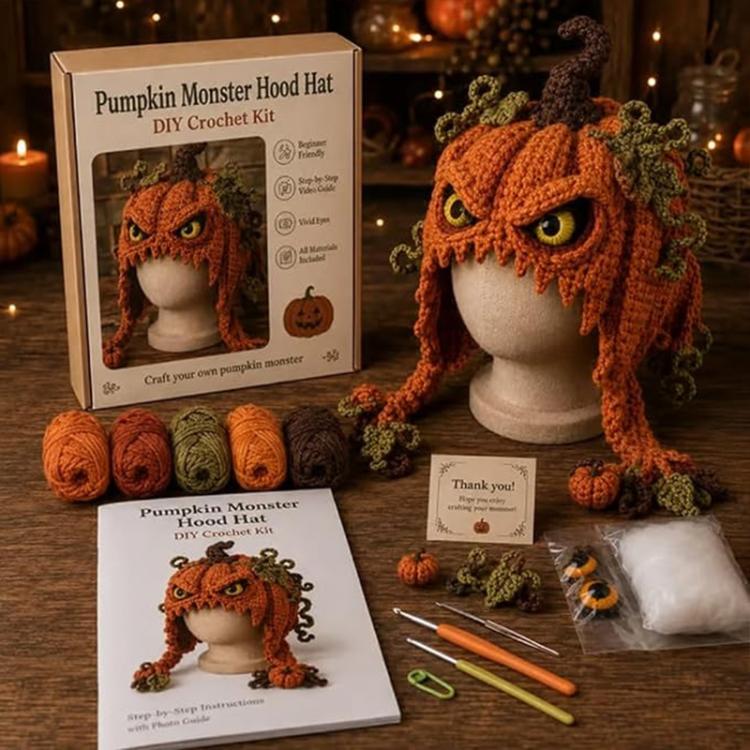 Hood Hat DIY Crochet Kit — Demonic Skull