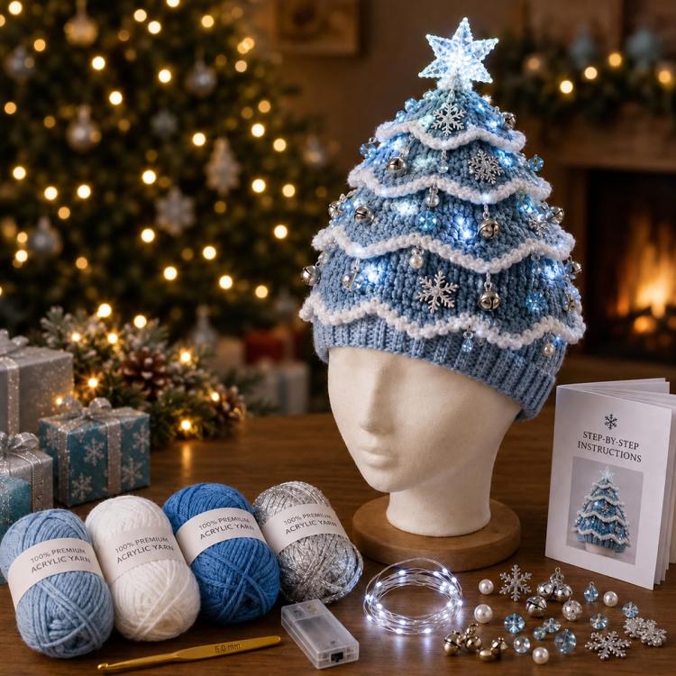 Lighted Christmas Tree Crochet Hat DIY Kit — Halloween