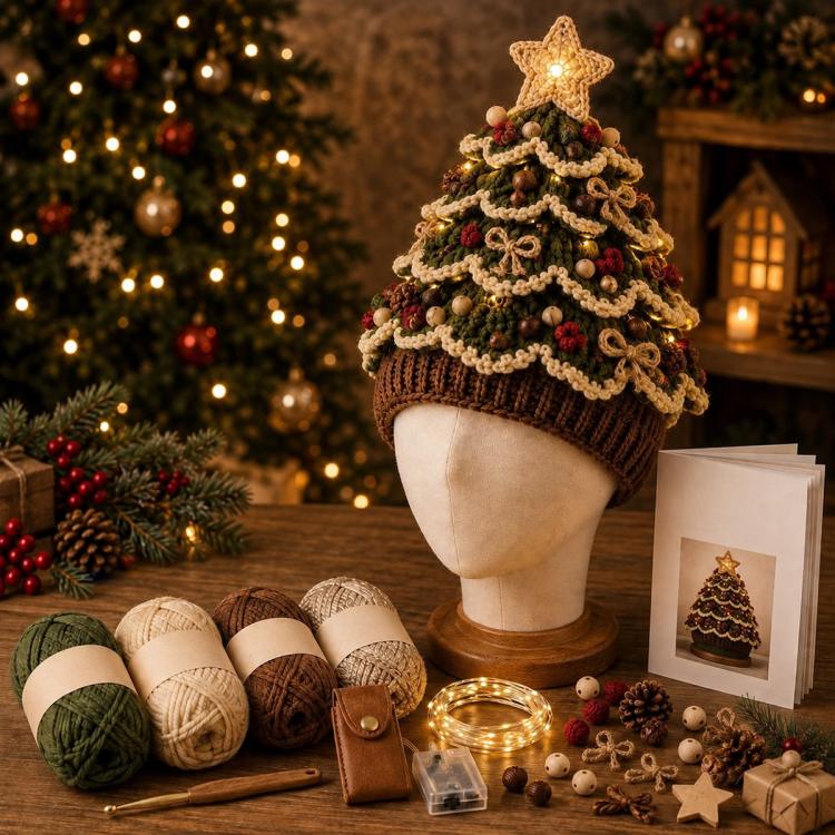 Lighted Christmas Tree Crochet Hat DIY Kit — Candy Land