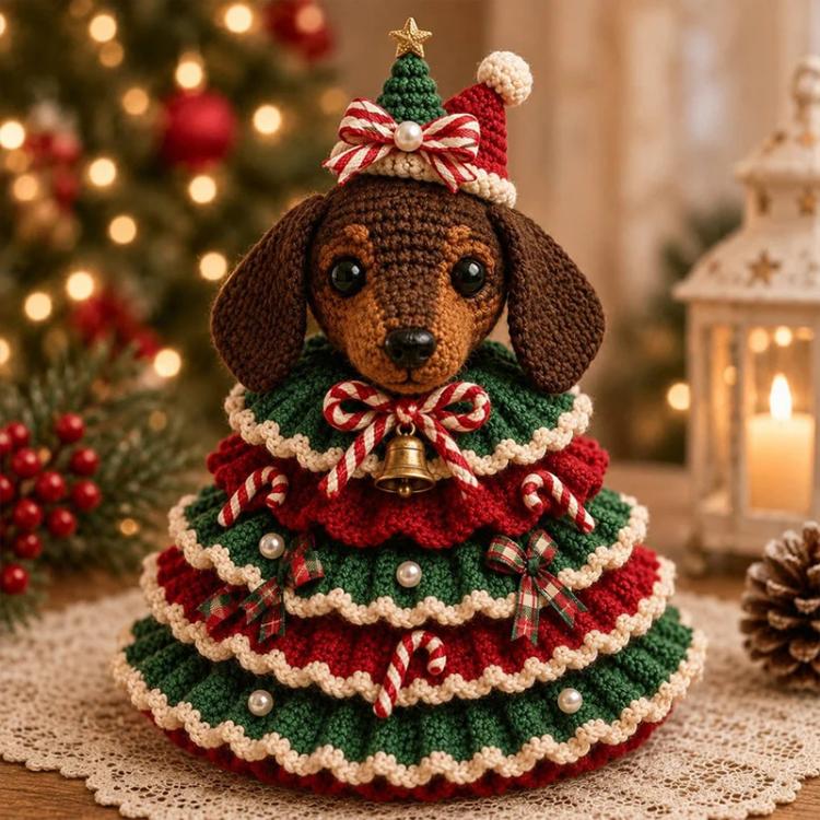 Crochet Animal Yarn Christmas Tree DIY Kit — Kitten