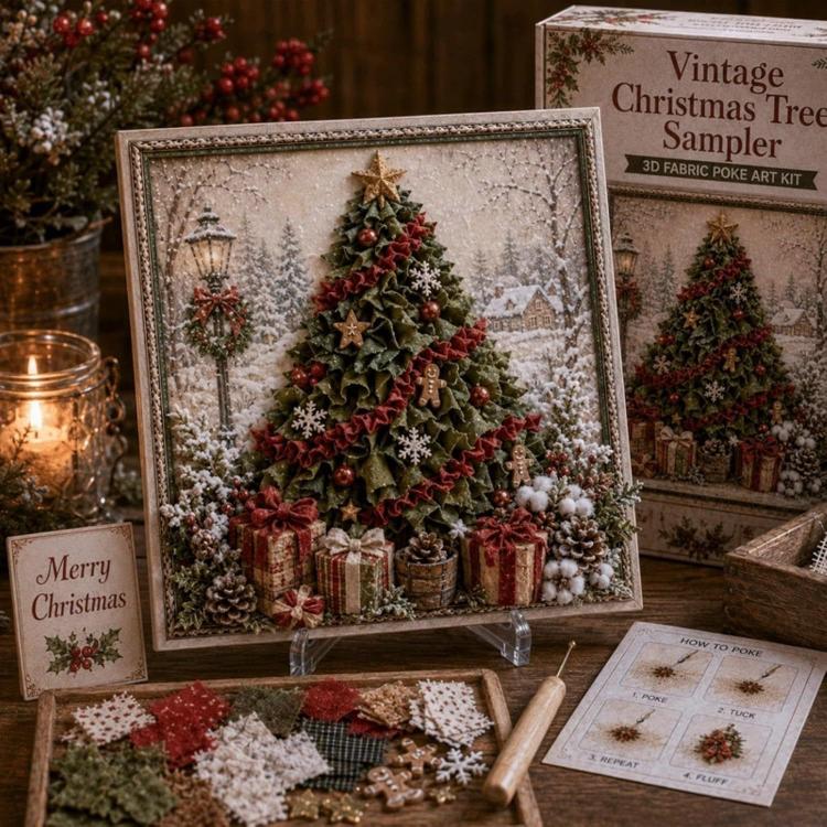 3D Christmas Fabric Poke Art Kit Xmas Needle Craft