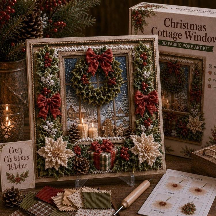 3D Christmas Fabric Poke Art Kit Xmas Needle Craft — Snowman