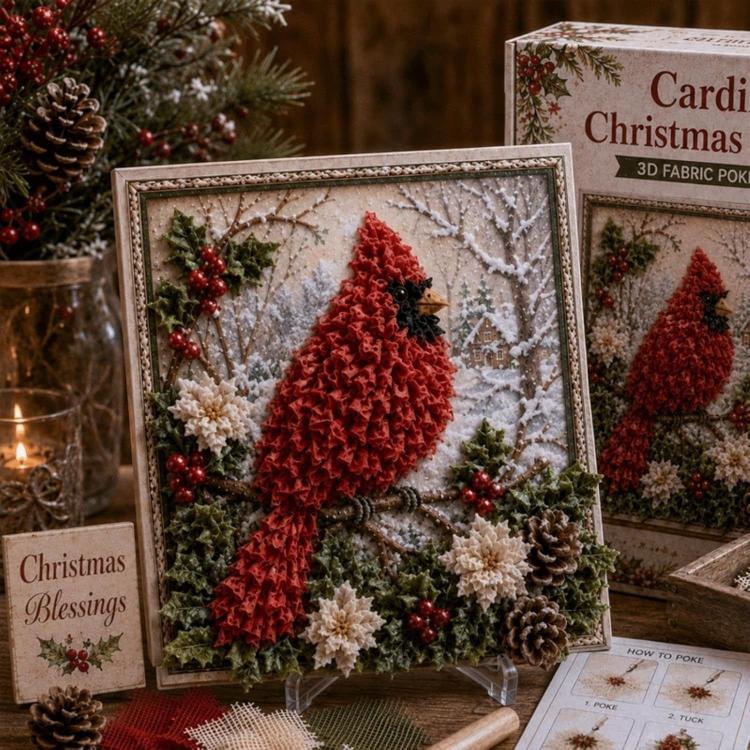 3D Christmas Fabric Poke Art Kit Xmas Needle Craft — Reindeer