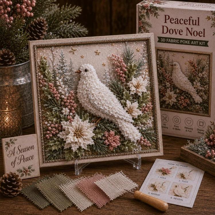 3D Christmas Fabric Poke Art Kit Xmas Needle Craft — Red Sparrow