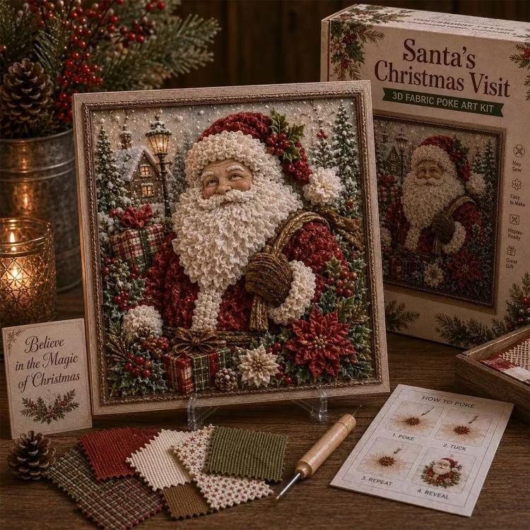 3D Christmas Fabric Poke Art Kit Xmas Needle Craft — White Dove