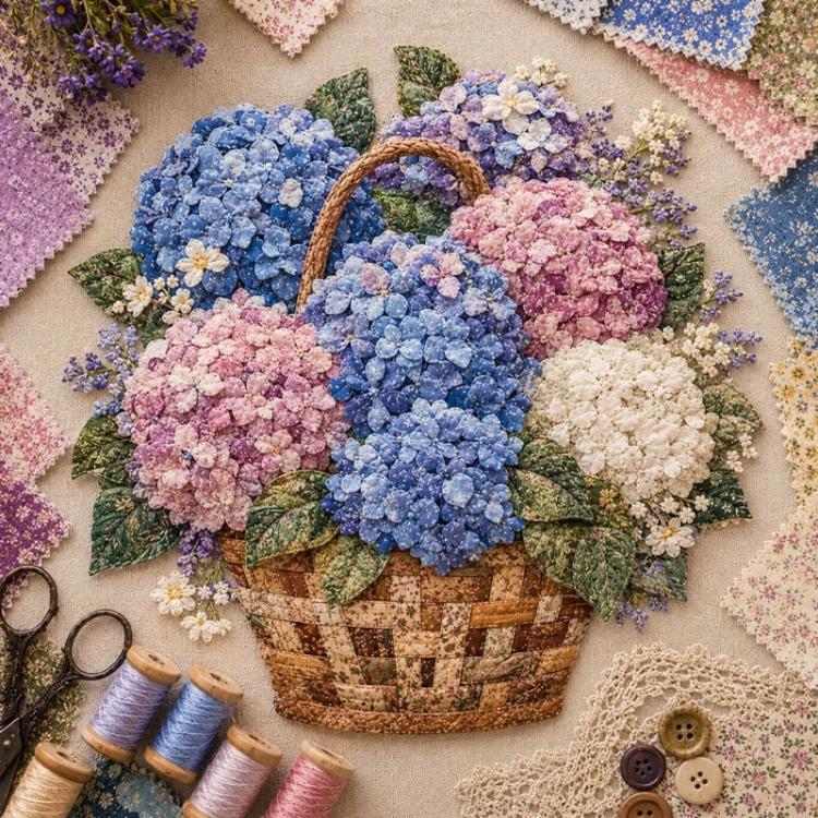 Floral Basket Patchwork DIY Kit Material Kit