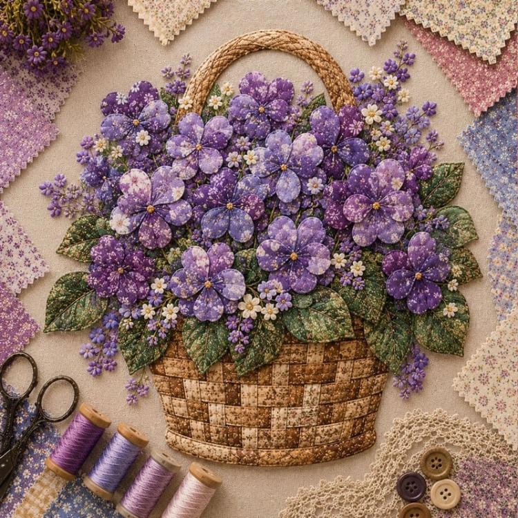 Floral Basket Patchwork DIY Kit Material Kit — Rose