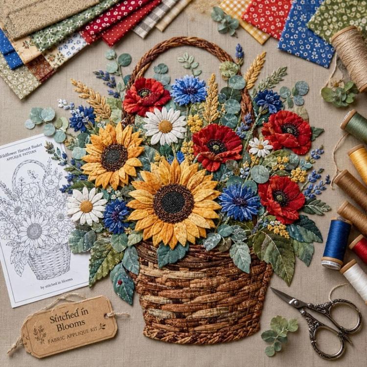 Floral Basket Patchwork DIY Kit Material Kit — Bouquet