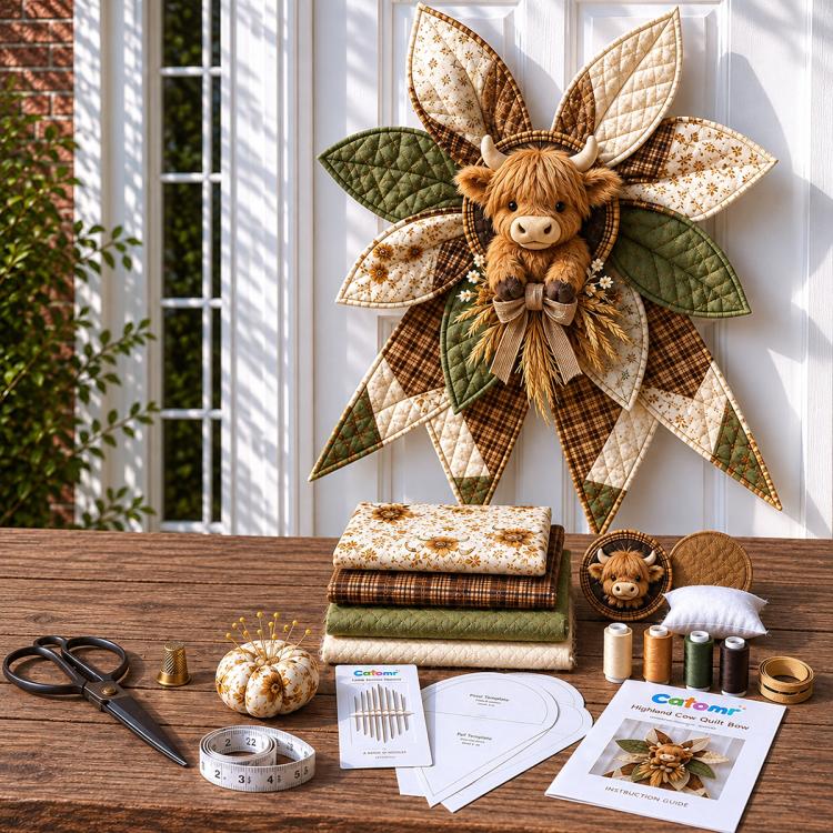 Patchwork Bow Wreath Sewing DIY Kit — Autumn Harvest