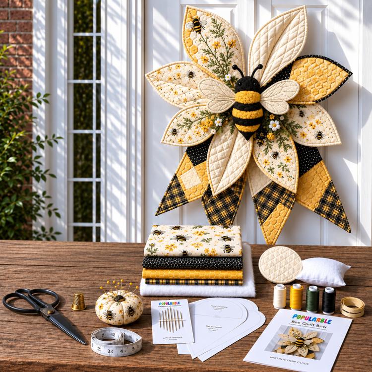 Patchwork Bow Wreath Sewing DIY Kit — Highland Cattle