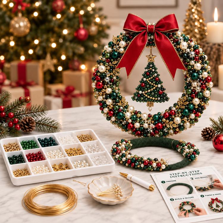DIY Christmas Pearl Wreath Kit DIY Material Kit