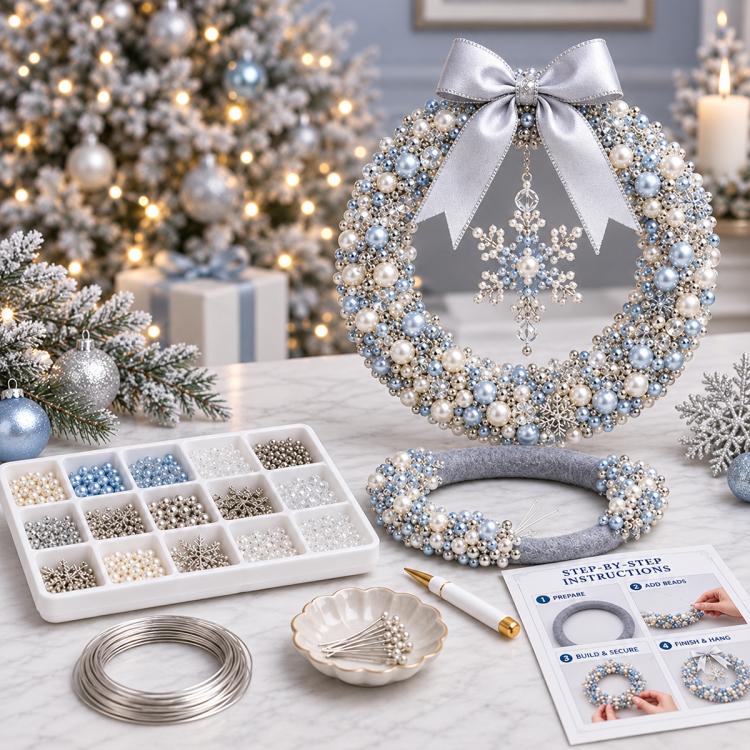 DIY Christmas Pearl Wreath Kit DIY Material Kit — Christmas Tree