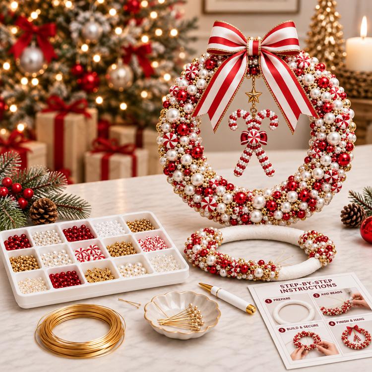 DIY Christmas Pearl Wreath Kit DIY Material Kit — Angel
