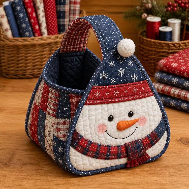 Christmas Character Quilted Carry Basket DIY Hand Basket — Santa Claus