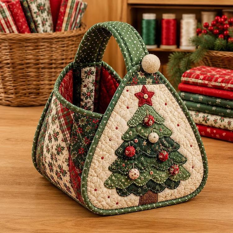 Christmas Character Quilted Carry Basket DIY Hand Basket — Snowman