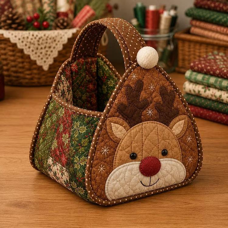 Christmas Character Quilted Carry Basket DIY Hand Basket — Christmas tree