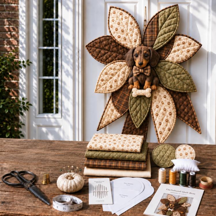 Oversized Quilted Bow Sewing Kit DIY patchwork kit — Flamingo