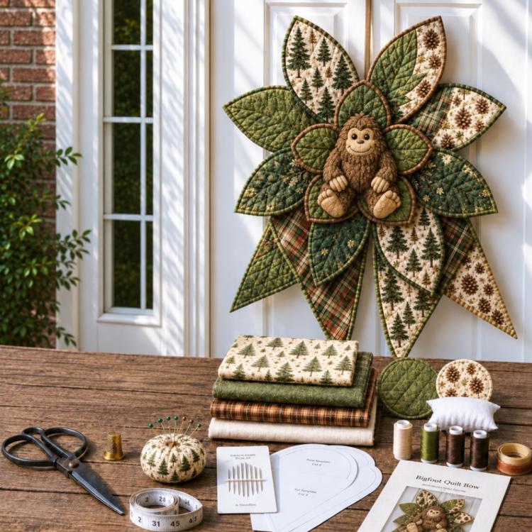 Oversized Quilted Bow Sewing Kit DIY patchwork kit — Raccoon