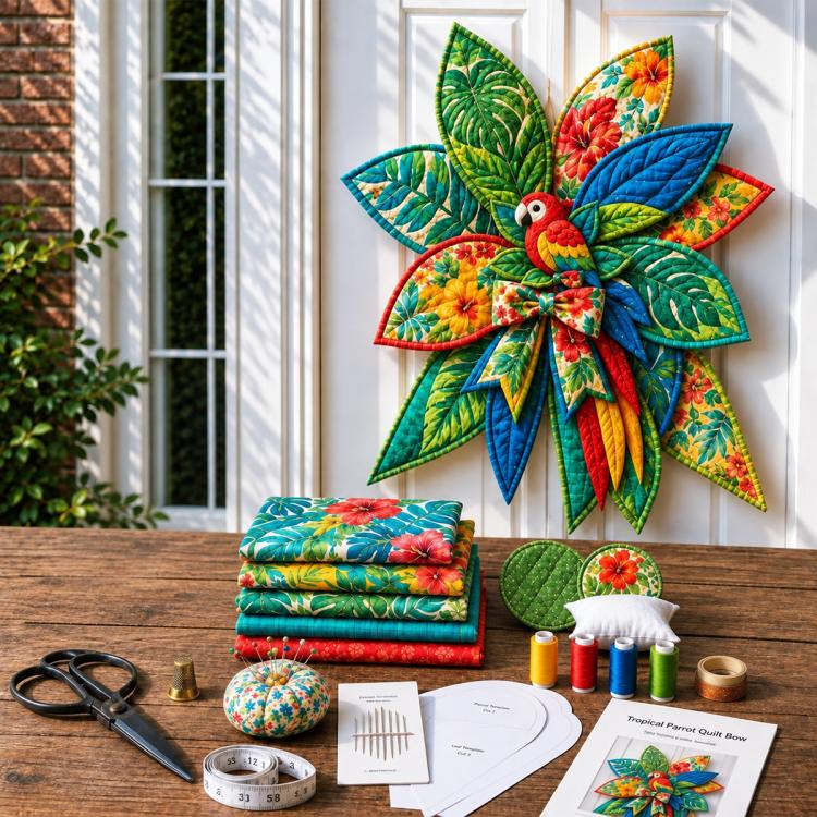 Oversized Quilted Bow Sewing Kit DIY patchwork kit — Hummingbird