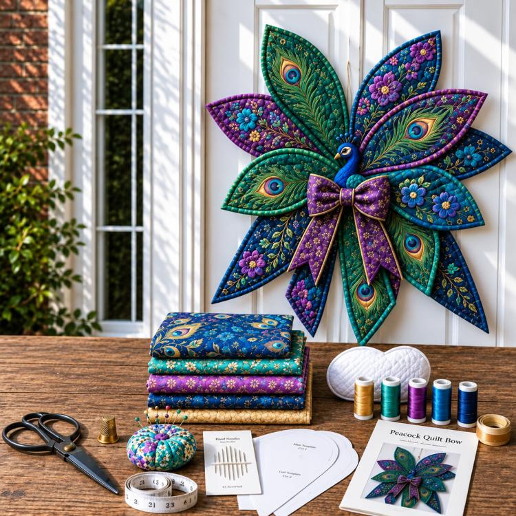 Oversized Quilted Bow Sewing Kit DIY patchwork kit — Mermaid