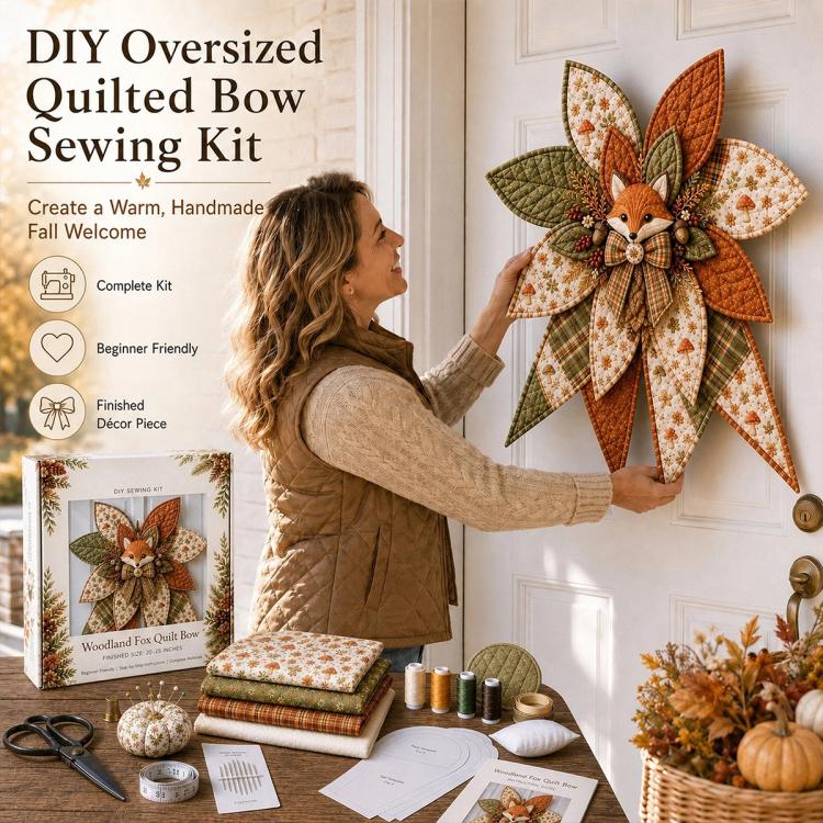 Oversized Quilted Bow Sewing Kit DIY patchwork kit — view 15