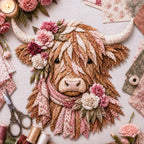 Highland Cow 3D Layered Fabric Art DIY Kit