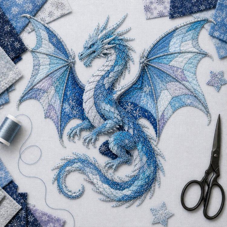 3D Mythic Wilds DIY Layered Patchwork Art Kit — Red Dragon