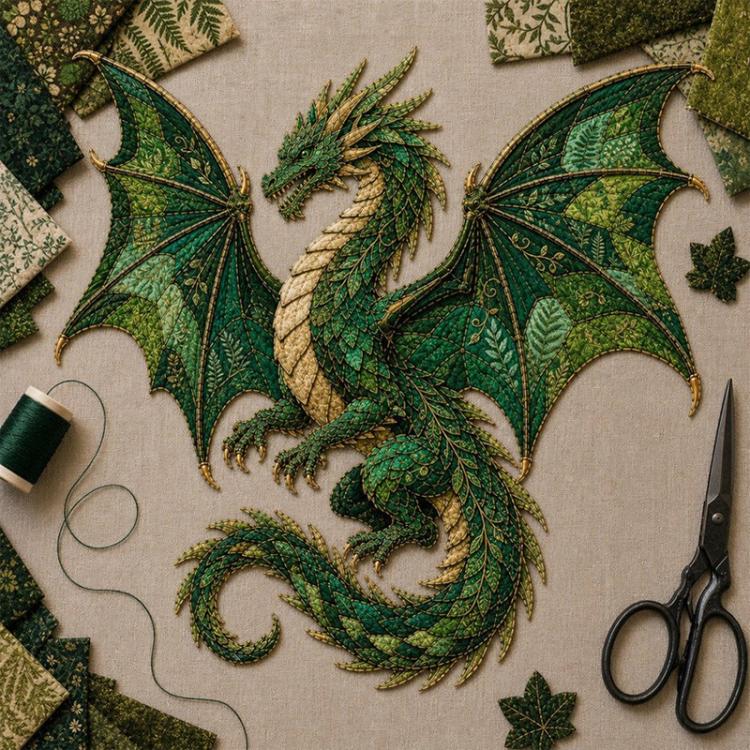 3D Mythic Wilds DIY Layered Patchwork Art Kit — Blue Dragon