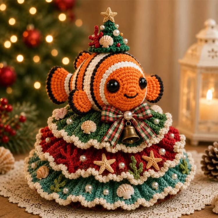 Crochet Marine Animal Yarn Christmas Tree DIY Kit