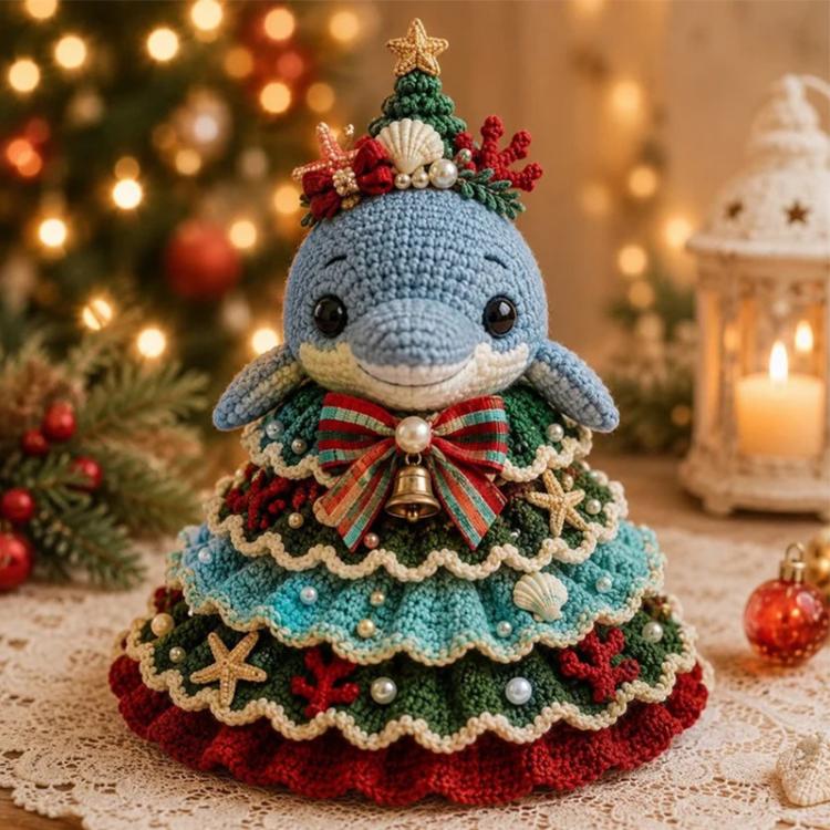 Crochet Marine Animal Yarn Christmas Tree DIY Kit — Sea Turtle