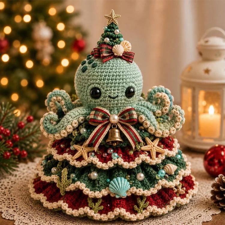 Crochet Marine Animal Yarn Christmas Tree DIY Kit — Dolphin
