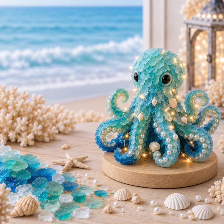 3D DIY Sea Glass Art Kit with LED Lights — Whale