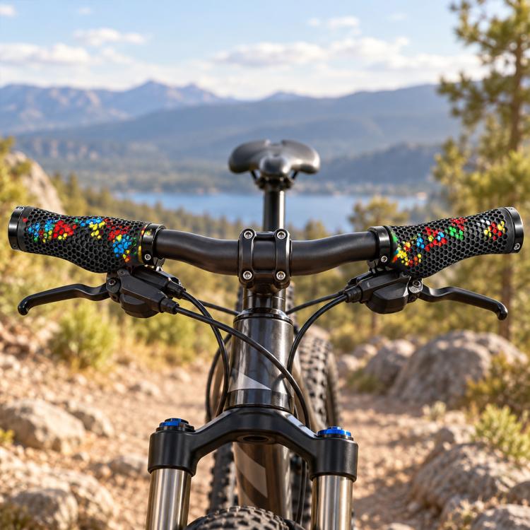 WEST BIKING 1 Pair Honeycomb Palm Rest Anti-slip Shock Absorbing MTB Handlebar Grips — Black